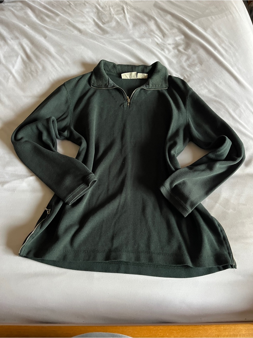 Basic Editions Dark Green Half-Zip Turtleneck Sweater